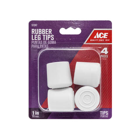 Ace Rubber Leg Tip Off-White Round 1 in. W 4 pk