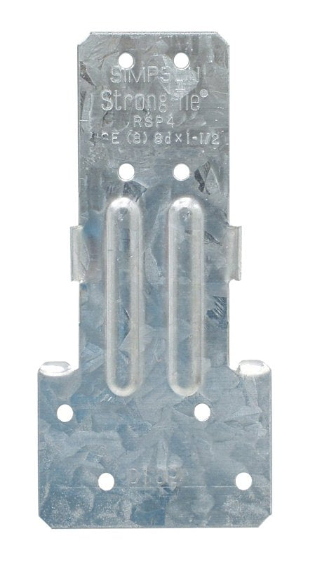 Simpson Strong-Tie RSP RSP4 Reversible Stud Plate Tie, 4-1/2 in L, 2-1/8 in W, Steel, Galvanized, Pack of 100