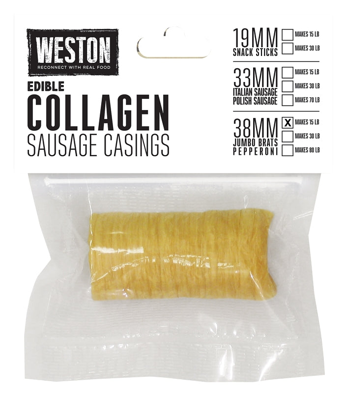 Weston 19-0113-W Collagen Sausage Casing Vacuum Bag, Specifications: 15 lb Yield