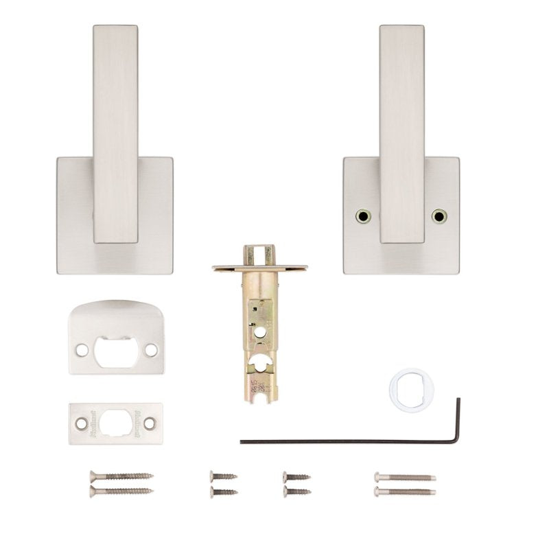 Kwikset Signature, Singapore 720SAL SQT 15 Hall/Closet Handle, Lever Handle, Zinc, Satin Nickel, Universal Hand