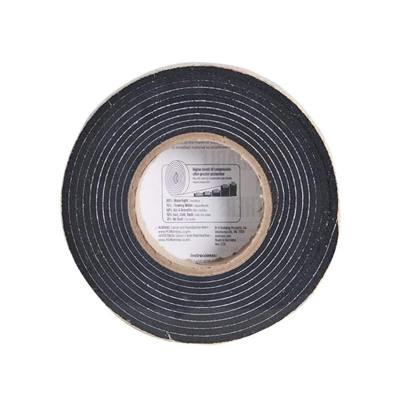 M-D 03115 Expandable Weatherseal, 1-1/2 in W, 8 ft L, 1-1/2 in Thick, Foam, Black