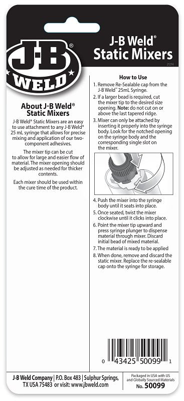 J-B Weld 50099 Mixing Nozzle, For: J-B Weld 25 ml Syringes