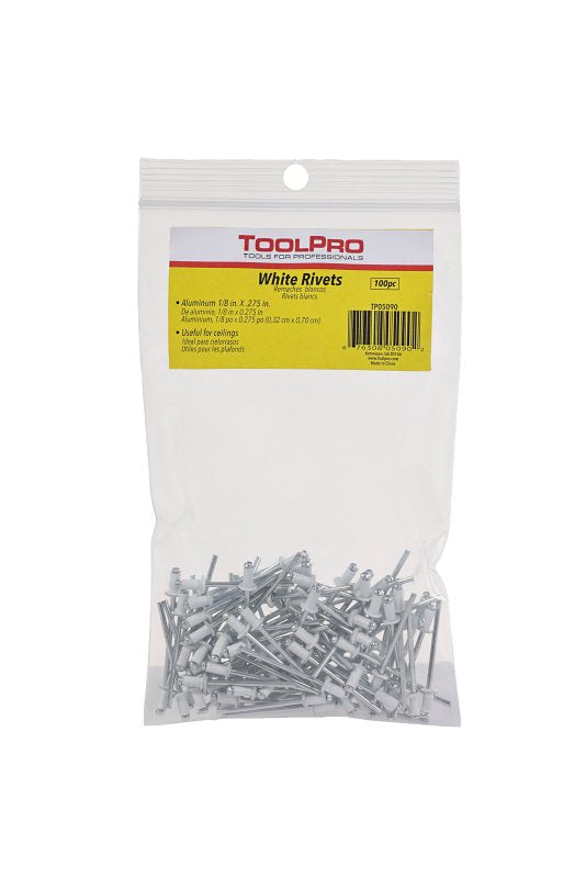 Toolpro TP05090 Pull Rivet, 0.275 in L, Aluminum, 1/8 in Head