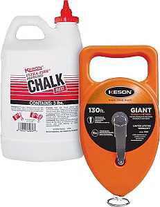 Keson G1303R Chalk Line Reel, 3 lb Chalk Capacity, 130 ft L Line