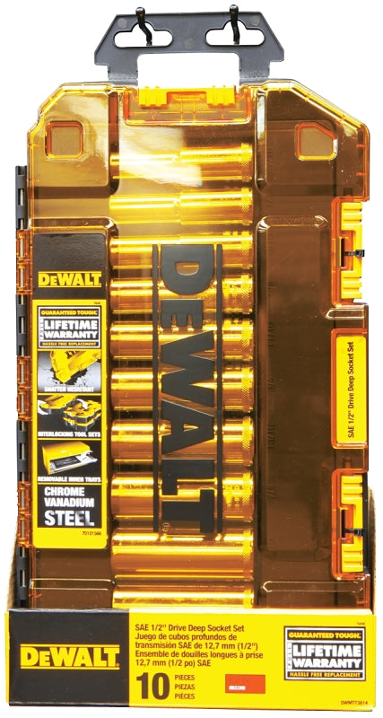 DEWALT DWMT73814 Series Socket Set, Chrome Vanadium Steel, Chrome