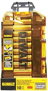 DEWALT DWMT73815 Series Socket Set, Chrome Vanadium Steel, Chrome, Includes: (10) 1/2 in Drive Deep Sockets