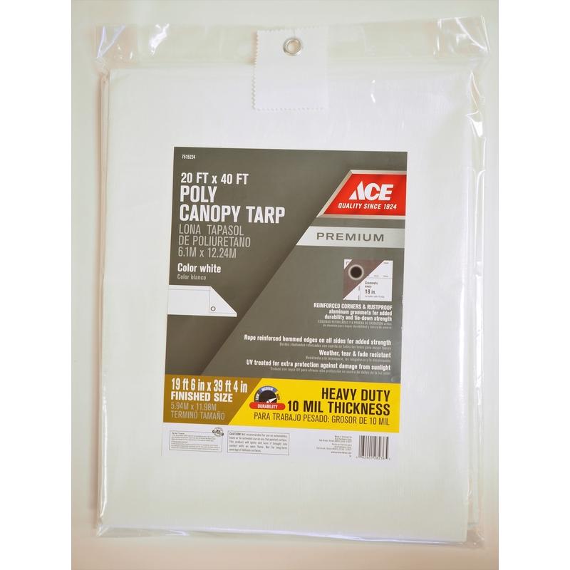 Ace 20 ft. W X 40 ft. L Heavy Duty Polyethylene Canopy Tarp White