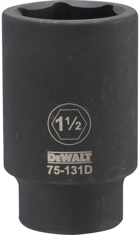 DEWALT DWMT75131OSP Impact Socket, 1-1/2 in Socket, 1-9/16 in D Socket, 3/4 in Drive, 6-Point, CR-440 Steel