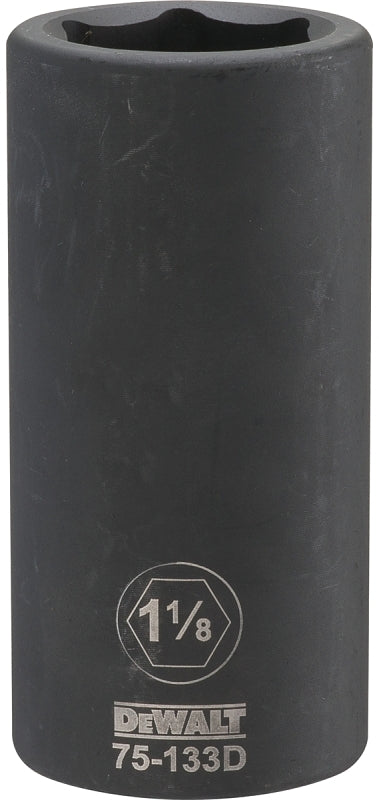 DEWALT DWMT75133OSP Impact Socket, 1-1/8 in Socket, 1-13/32 in D Socket, 3/4 in Drive, 6-Point, CR-440 Steel