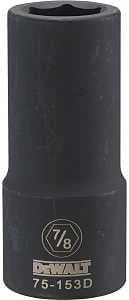 DEWALT DWMT75153OSP Impact Socket, 7/8 in Socket, 1-1/32 in D Socket, 3/4 in Drive, 6-Point, CR-440 Steel, Black Oxide