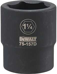 DEWALT DWMT75157OSP Impact Socket, 1-1/4 in Socket, 23/32 in D Socket, 3/4 in Drive, 6-Point, CR-440 Steel, Black Oxide