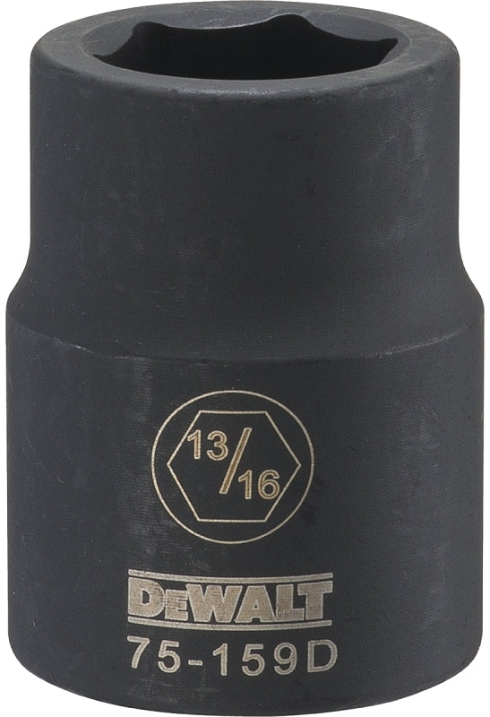 DEWALT DWMT75159OSP Impact Socket, 13/16 in Socket, 23/32 in D Socket, 3/4 in Drive, 6-Point, CR-440 Steel, Black Oxide