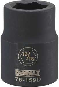 DEWALT DWMT75159OSP Impact Socket, 13/16 in Socket, 23/32 in D Socket, 3/4 in Drive, 6-Point, CR-440 Steel, Black Oxide