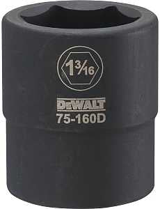 DEWALT DWMT75160OSP Impact Socket, 1-3/16 in Socket, 3/4 in D Socket, 3/4 in Drive, 6-Point, CR-440 Steel, Black Oxide