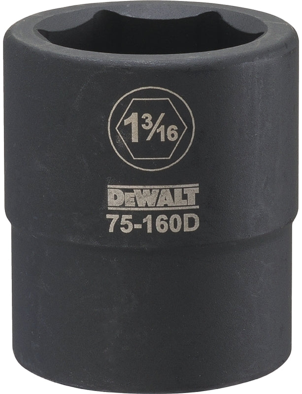 DEWALT DWMT75160OSP Impact Socket, 1-3/16 in Socket, 3/4 in D Socket, 3/4 in Drive, 6-Point, CR-440 Steel, Black Oxide