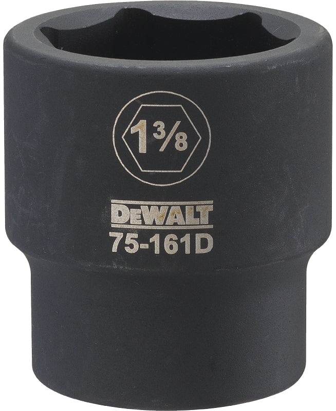 DEWALT DWMT75161OSP Impact Socket, 1-3/8 in Socket, 7/8 in D Socket, 3/4 in Drive, 6-Point, CR-440 Steel, Black Oxide