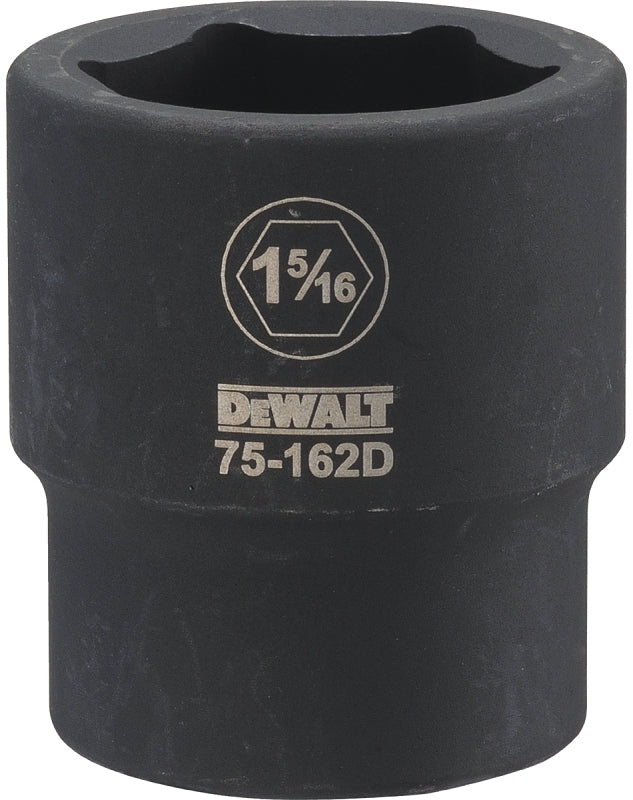 DEWALT DWMT75162OSP Impact Socket, 1-5/16 in Socket, 7/8 in D Socket, 3/4 in Drive, 6-Point, CR-440 Steel, Black Oxide