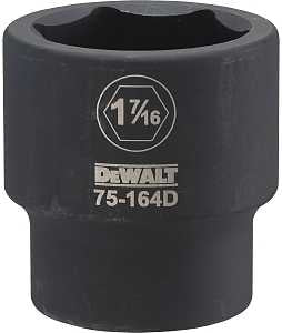 DEWALT DWMT75164OSP Impact Socket, 1-7/16 in Socket, 7/8 in D Socket, 3/4 in Drive, 6-Point, CR-440 Steel, Black Oxide