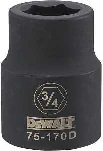 DEWALT DWMT75170OSP Impact Socket, 3/4 in Socket, 5/8 in D Socket, 3/4 in Drive, 6-Point, CR-440 Steel, Black Oxide
