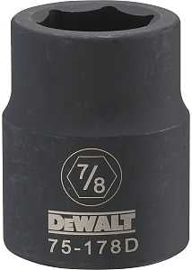 DEWALT DWMT75178OSP Impact Socket, 7/8 in Socket, 23/32 in D Socket, 3/4 in Drive, 6-Point, CR-440 Steel, Black Oxide