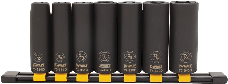 DEWALT DWMT74448OSP Series Socket Set, Includes: 1/2 in, 9/16 in, 5/8 in, 11/16 in, 3/4 in, 13/16 in and 7/8 in Sockets