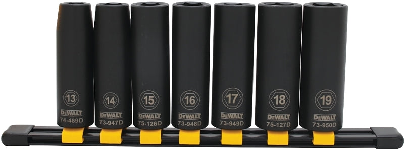 DEWALT DWMT74449OSP Series Socket Set, Includes: 13 mm, 14 mm, 15 mm, 16 mm, 17 mm, 18 mm, 19 mm Sockets