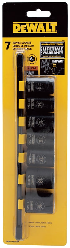 DEWALT DWMT74453OSP Series Socket Set, Includes: 13 mm, 14 mm, 15 mm, 17 mm, 18 mm, 19 mm Sockets