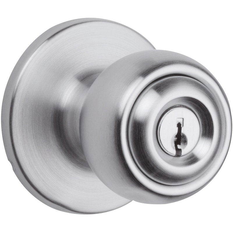 Kwikset 450P 26D 6AL RCS Entry Door Lock, Knob Handle, Satin Chrome, Residential, 3 Grade, Left, Right Hand