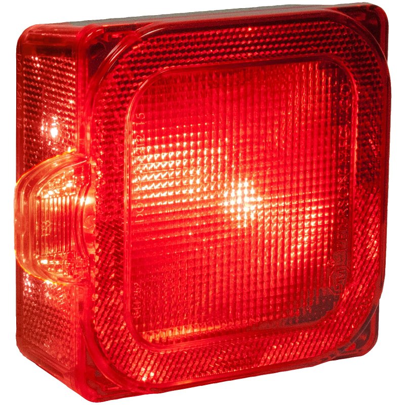 PM 844 Series V844L Tail Light, Combination, 5.38 in L, 4.61 in W, 4.61 in H, LED Lamp, Red, Red Housing