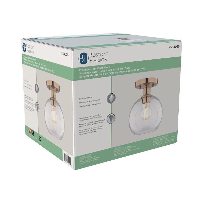 Boston Harbor OG24023 Ceiling Light, 1-Lamp, Metal Fixture, Satin Gold Fixture