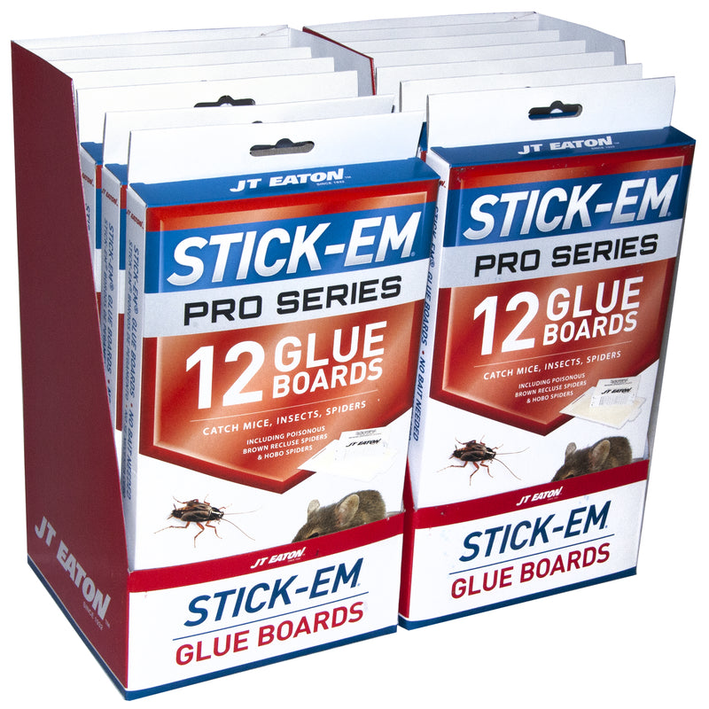 JT Eaton Stick-Em Pro Series Small Glue Board Trap For Insects/Mice/Spiders 12 pk, Pack of 12