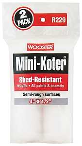 Wooster R229-4 Mini Roller Cover, 1/2 in Thick Nap, 4 in L, Fabric