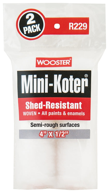 Wooster R229-4 Mini Roller Cover, 1/2 in Thick Nap, 4 in L, Fabric