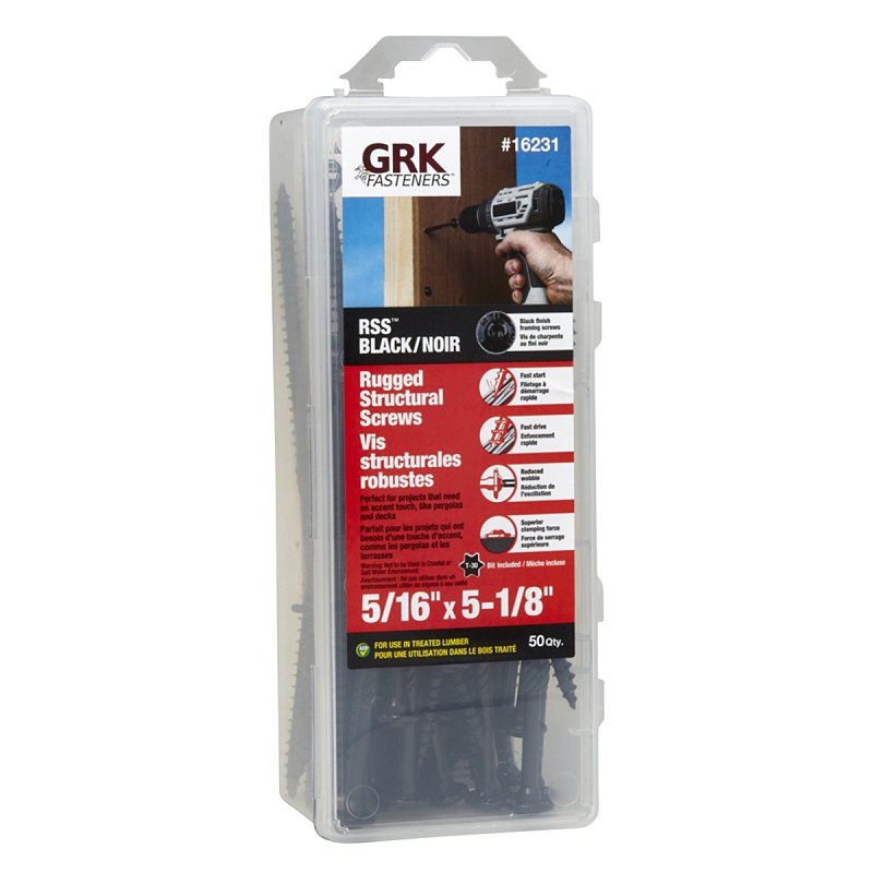 GRK Fasteners RSS 16231 Rugged Structural Screw, 5/16 in Thread, 5-1/8 in L, CEE, W-Cut Thread, Round Washer Head, Steel