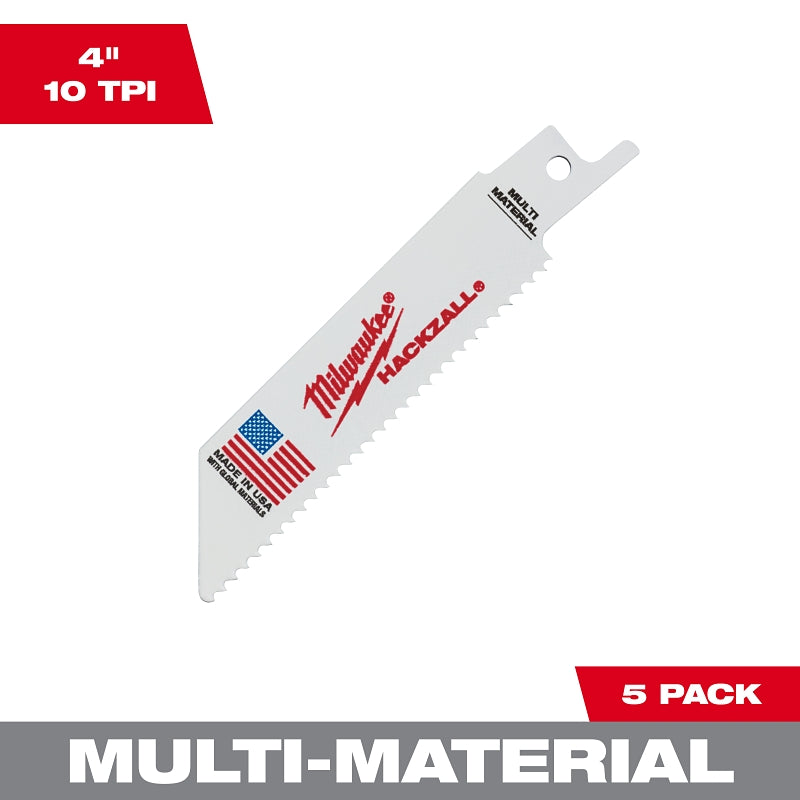 Milwaukee HACKZALL 49-00-5410 Blade, 3/4 in W, 4 in L, 10 TPI, HSS Cutting Edge