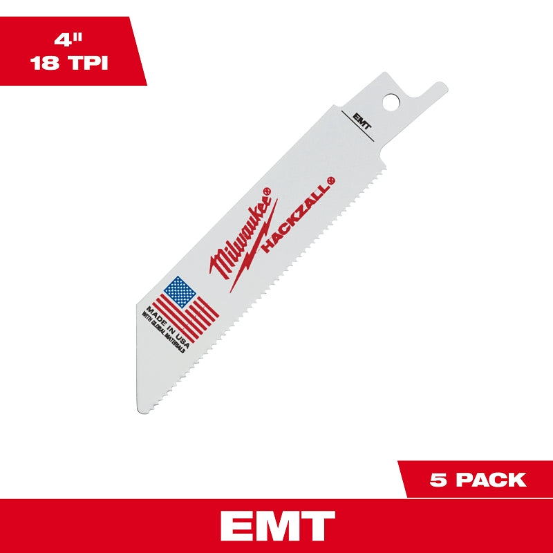 Milwaukee 49-00-5418 Reciprocating Saw Blade, 3/4 in W, 4 in L, 18 TPI, HSS Cutting Edge