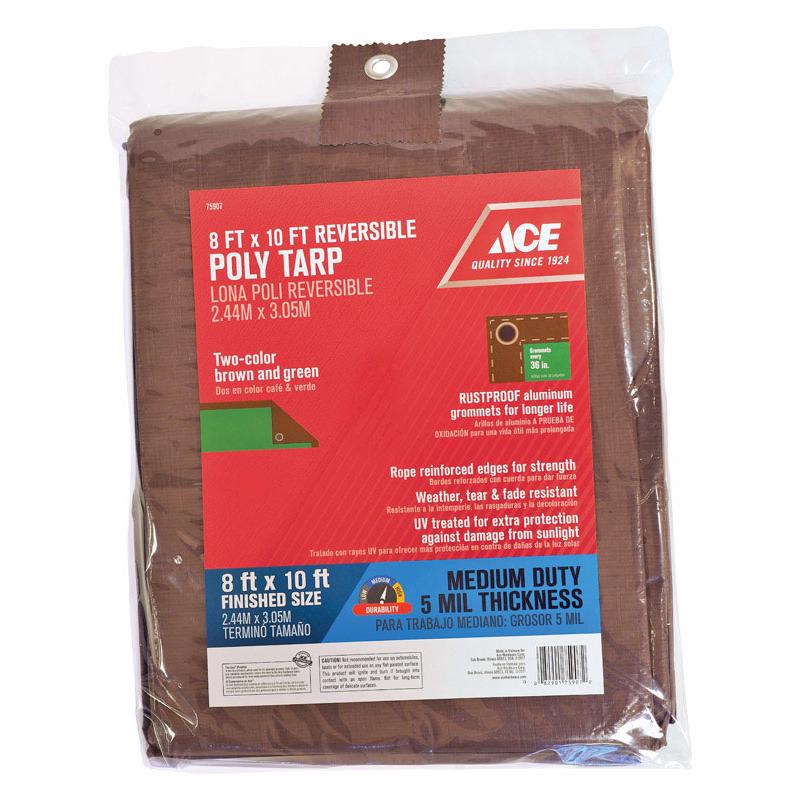 Ace 8 ft. W X 10 ft. L Medium Duty Polyethylene Tarp Brown/Green