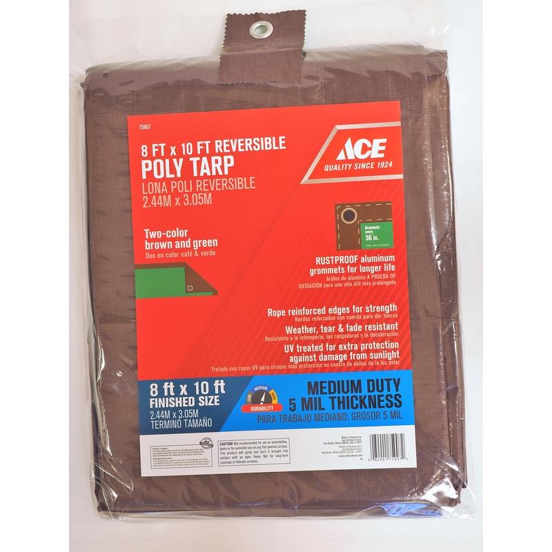 Ace 8 ft. W X 10 ft. L Medium Duty Polyethylene Tarp Brown/Green