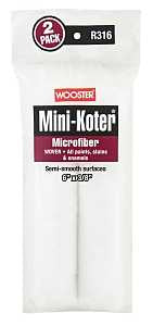 Wooster R316-6 Mini Roller Cover, 3/8 in Thick Nap, 6 in L, Microfiber Cover, 2/PK