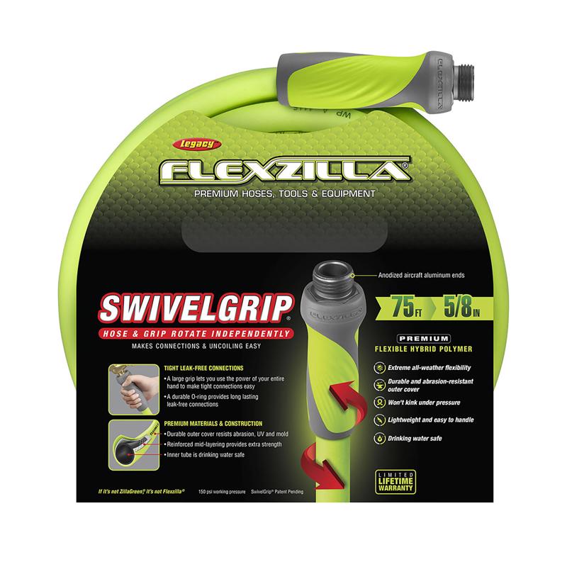 Legacy Flexzilla SwivelGrip 5/8 in. D X 75 ft. L Medium Duty Premium Grade Garden Hose