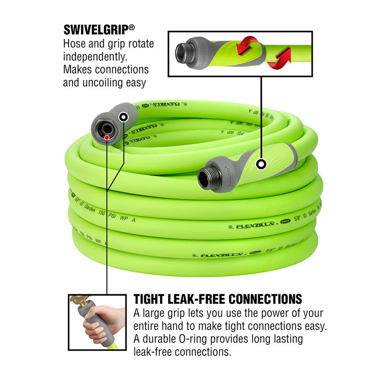 Legacy Flexzilla SwivelGrip 5/8 in. D X 75 ft. L Medium Duty Premium Grade Garden Hose