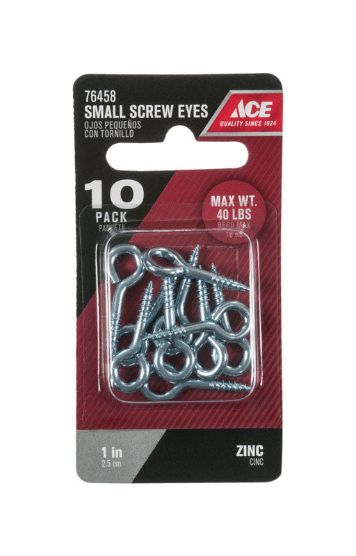 Ace 1/8 in. D X 1 in. L Zinc-Plated Steel Screw Eye 40 lb. cap. 10 pk, Pack of 5
