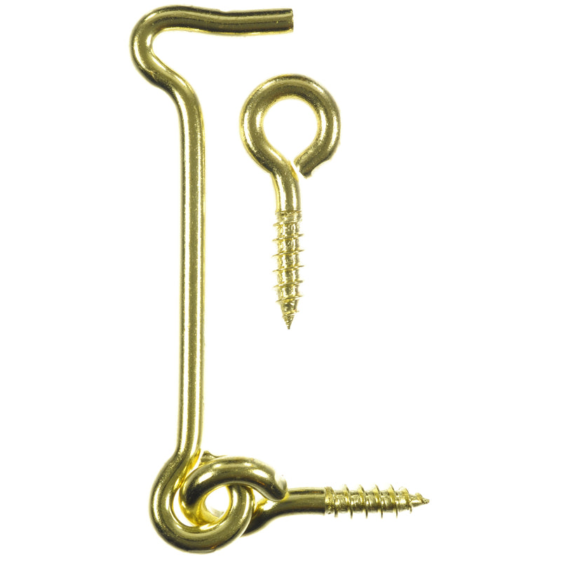 Ace Small Polished Brass Green Brass 3 in. L Hook and Eye 2 pk, Pack of 5