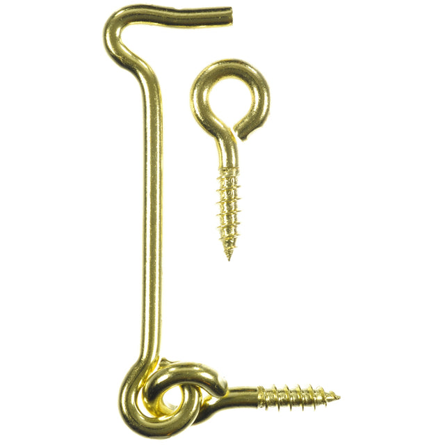Ace Small Polished Brass Green Brass 3 in. L Hook and Eye 2 pk, Pack of 5
