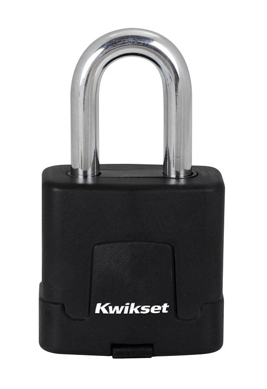 Kwikset 90260-045 Padlock, Keyed Alike Key, 0.35 in Dia Shackle, 1-1/2 in H Shackle, Boron Carbide Shackle, Steel Body