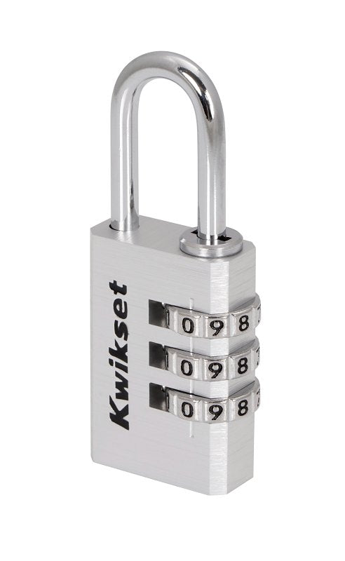 Kwikset 90260-440 Padlock, No Key, 0.19 in Dia Shackle, 1-1/16 in H Shackle, Steel Shackle, Aluminum Body