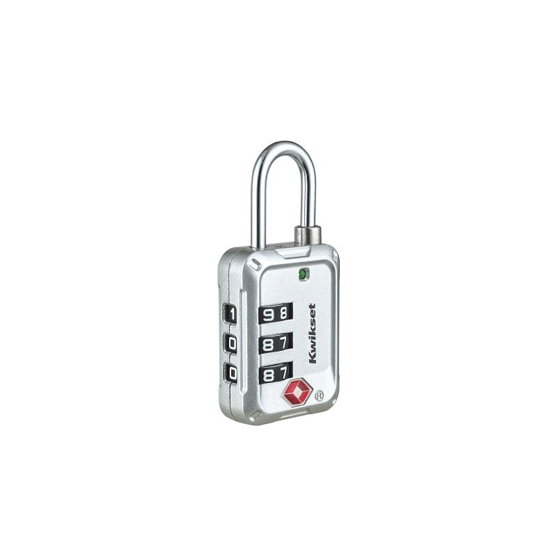 Kwikset 90260-704 Luggage Lock, No Key, 0.13 in Dia Shackle, 0.8 in H Shackle, Steel Shackle, Zinc Body