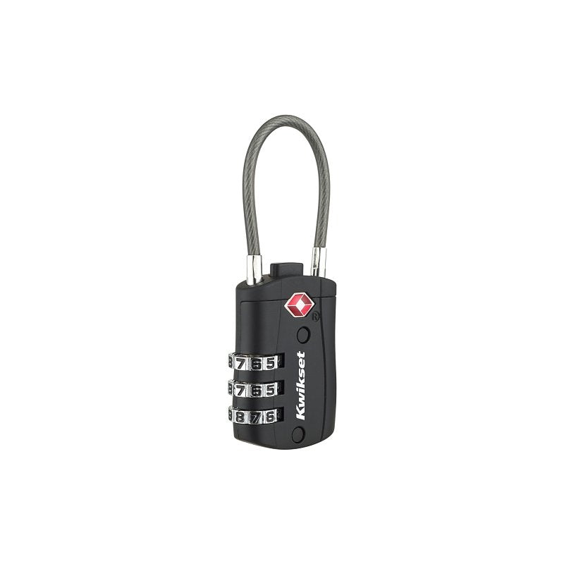 Kwikset 90260-720 TSA Cable Luggage Lock, TSA Accepted, No Key , 0.11 in Dia Shackle, 1-1/2 in H Shackle