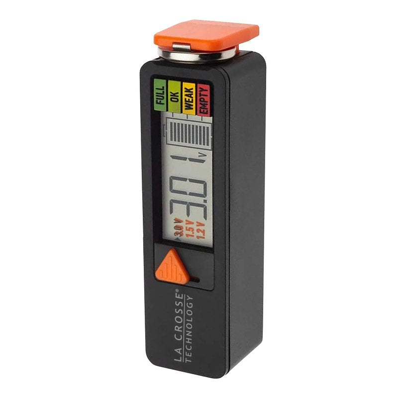 La Crosse 911-143 Battery Tester, For: AAA, AA, C, D, N, 9V and Any 3V Button Cell Batteries, Pack of 12