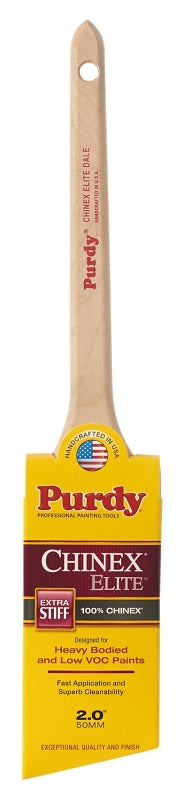 Purdy 144080920 Trim Brush, Hardwood Handle, 2 in W, Angular Brush, Nylon Bristle, Rat Tail Handle